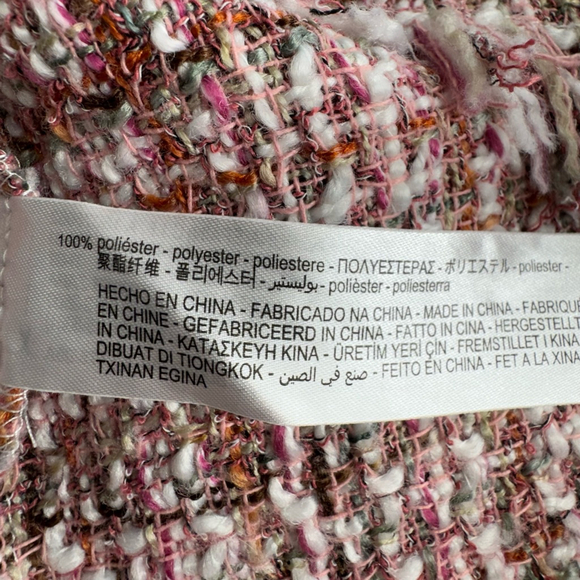 Zara Pink Tweed Crop Top Women's Large Fringe NWOT - Picture 11 of 12